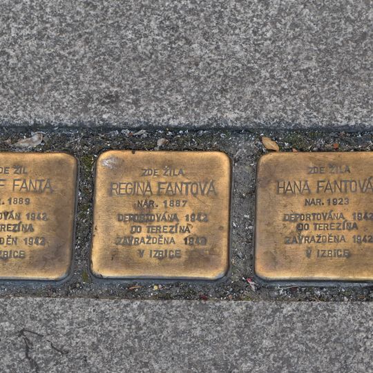 Kameny zmizelých Fantovy rodiny v Plzni na sadech Pětatřicátníků