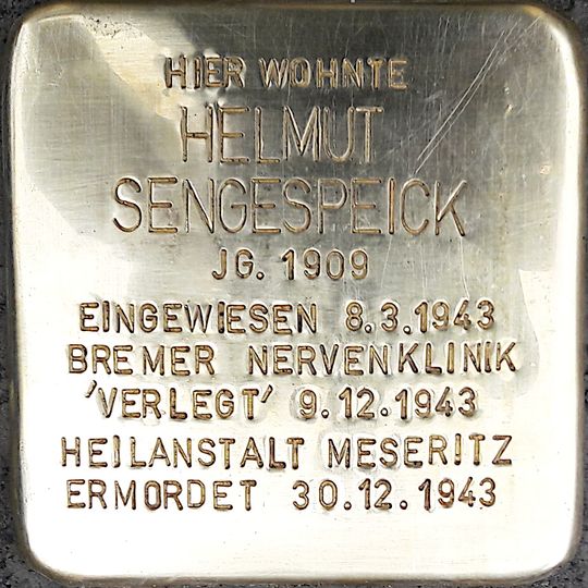 Stolperstein dedicated to Helmut Sengespeick
