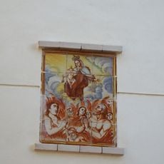 Ceramic panel of Our Lady of Mount Carmel and Souls in Purgatory