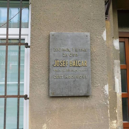 Pamětní deska Josefa Balcara v Praze