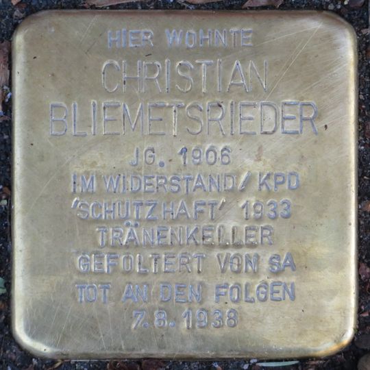 Stolperstein en memoria de Christian Bliemetsrieder