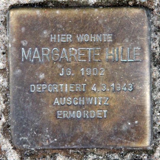 Stolperstein dedicated to Margarete Hille
