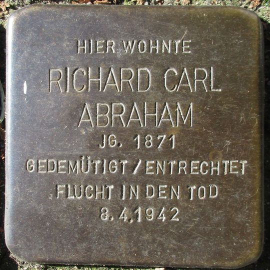 Stolperstein dedicated to Richard Carl Abraham