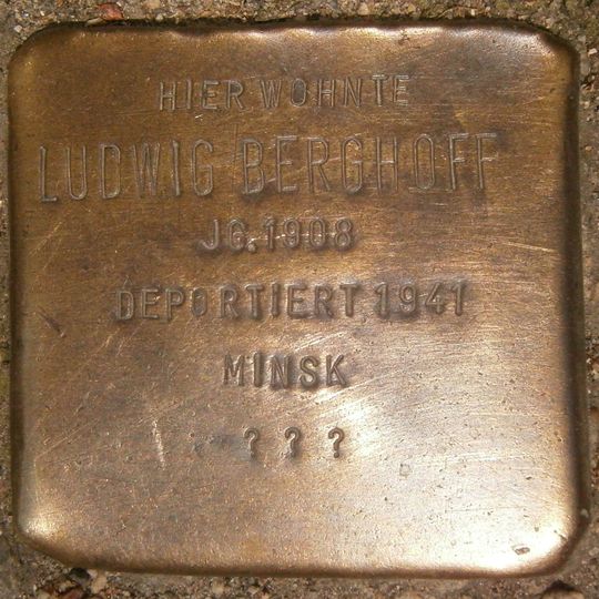 Stolperstein dedicated to Ludwig Berghoff