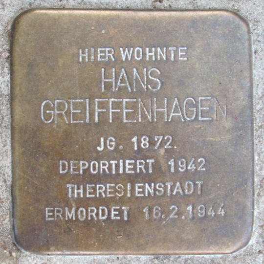 Stolperstein en memoria de Hans Greiffenhagen