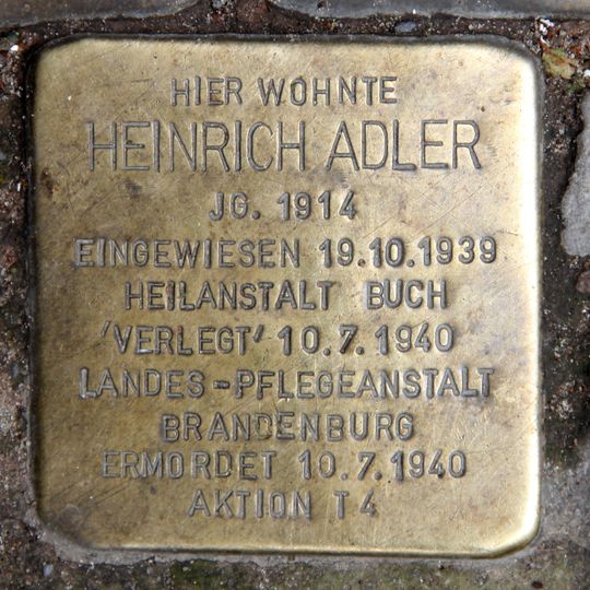 Stolperstein dedicated to Heinrich Adler