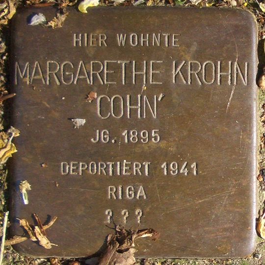 Stolperstein en memoria de Margarethe Krohn ‚Cohn‘
