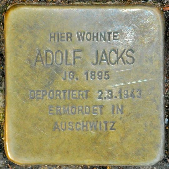 Stolperstein dedicated to Adolf Jacks