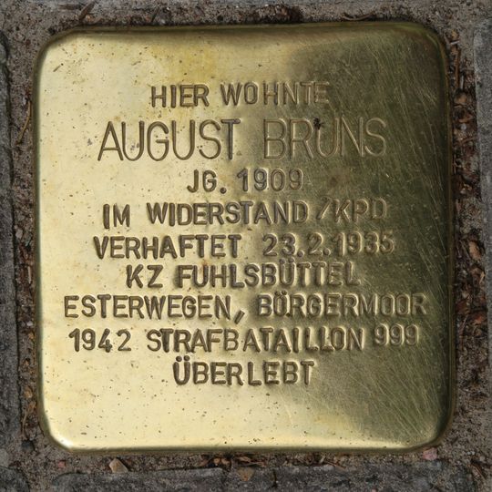 Stolperstein en memoria de August Bruns