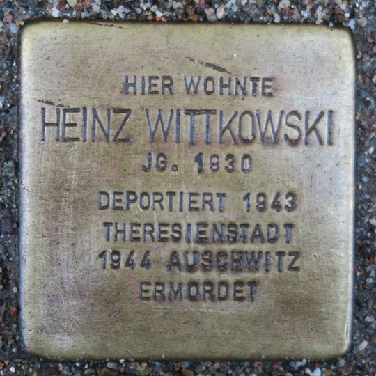 Stolperstein à la mémoire de Heinz Wittkowsky