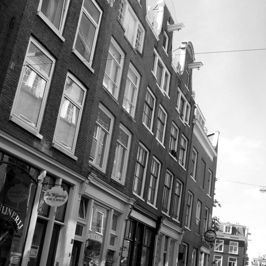 Pand met aan de voorgevel ingezwenkte halsgevel met palmet in de afdekking en ingezwenkte halsgevel en pothuis uit dezelfde tijd aan de nieuwe jonkerstraat