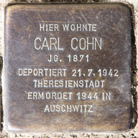 Stolperstein dedicated to Carl Cohn
