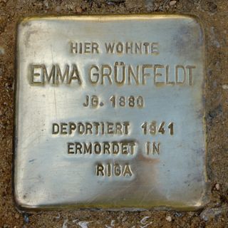 Stolperstein dedicated to Emma Grünfeldt