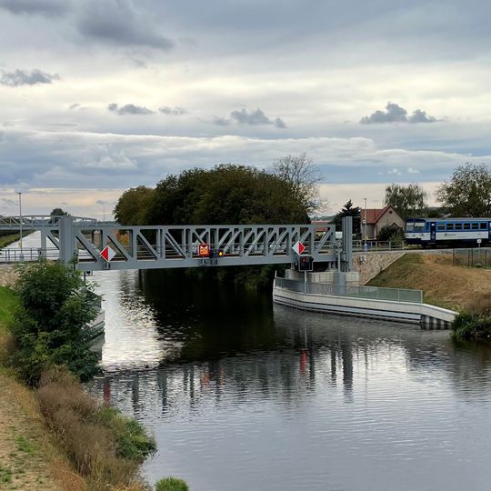 Railway bridge over the canal in Lužec nad Vltavou