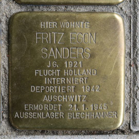Stolperstein dedicated to Fritz Egon Sanders