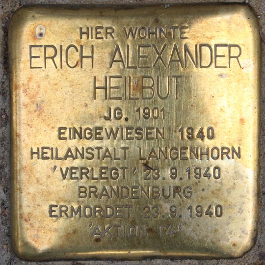 Stolperstein en memoria de Erich Alexander Heilbut