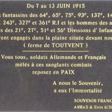 Plaque de la Bataille à la Ferme de Toutvent, Juin 1915