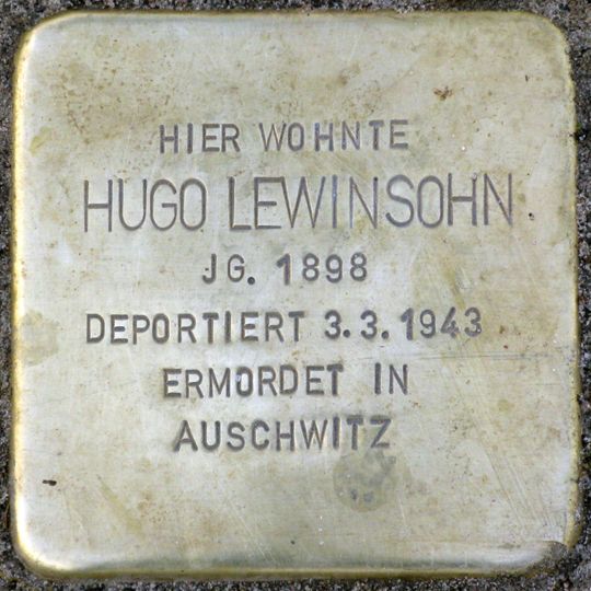 Stolperstein dedicated to Hugo Lewinsohn