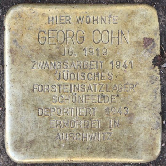 Stolperstein dedicated to Georg Cohn
