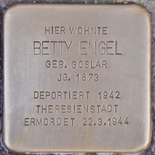 Stolperstein en memoria de Betty Engel geb. Goslar