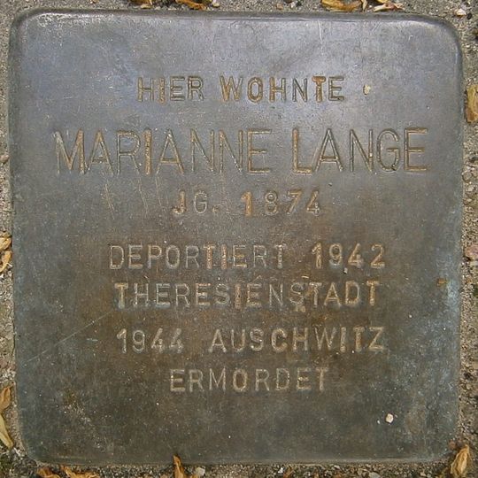 Stolperstein dedicated to Marianne Lange