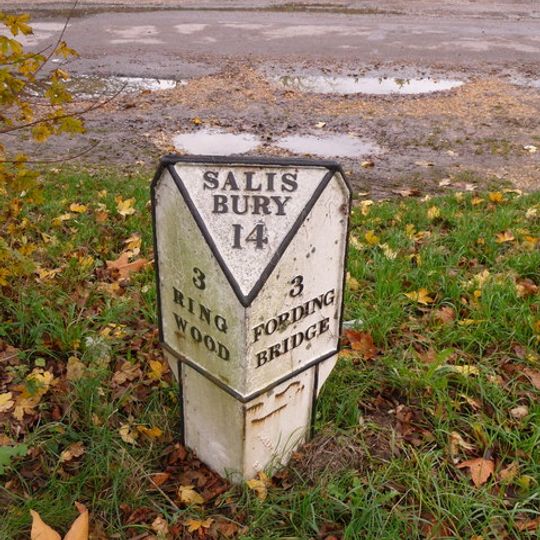 Milepost, Ibsley; 50 metres N of turn to Mockbeggar between church & pub