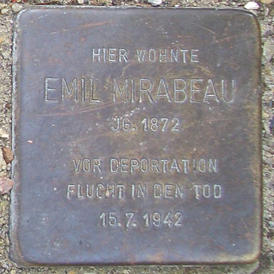 Stolperstein dedicated to Emil Mirabeau