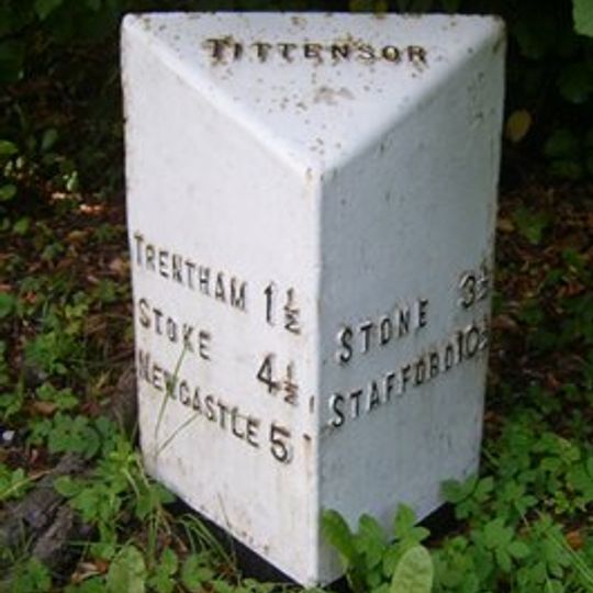 Milepost, N of Tittensor, on central reservation