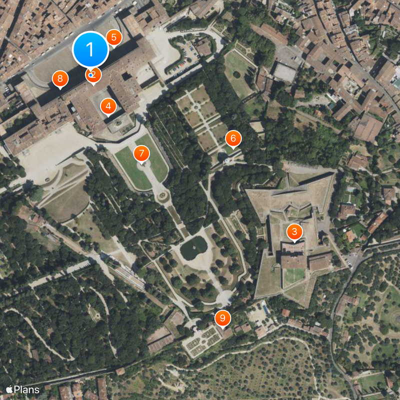 Jardim de Boboli Mapa