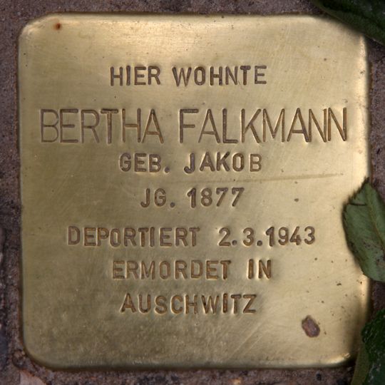Stolperstein à la mémoire de Bertha Falkmann