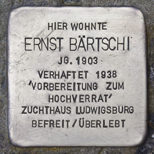 Stolperstein dedicated to Ernst Bärtschi