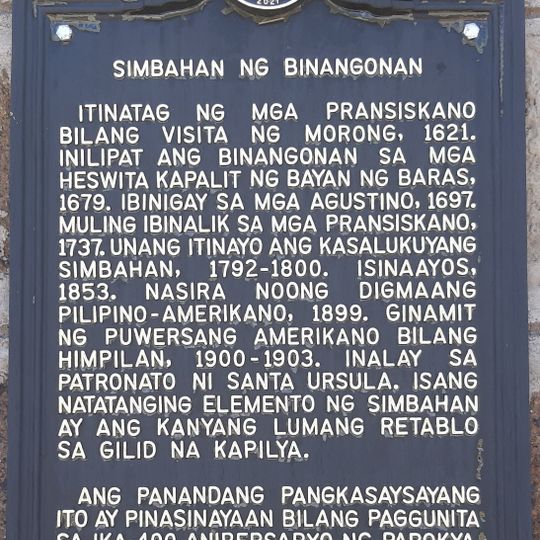 Church of Binangonan historical marker