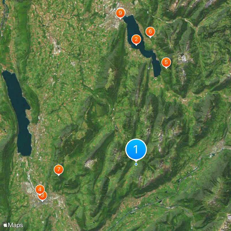 Bauges Mountains Map