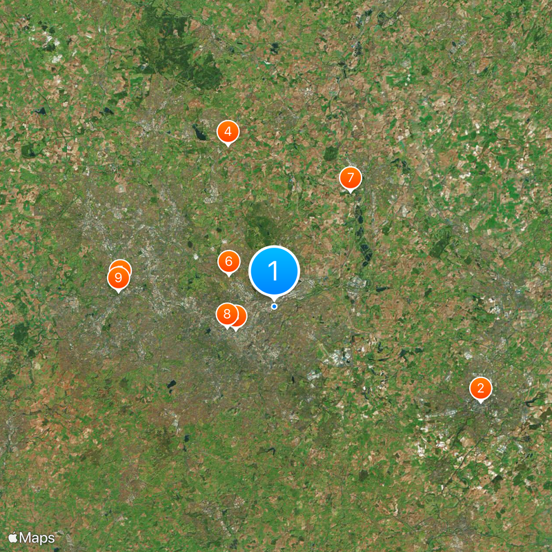 Midlands de l'Ouest Carte