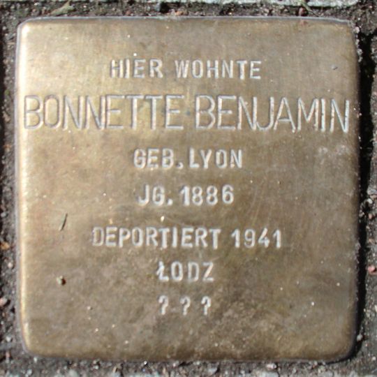 Stolperstein em memória de Bonnette Benjamin