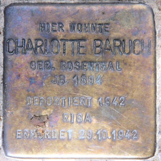 Stolperstein dedicated to Charlotte Baruch