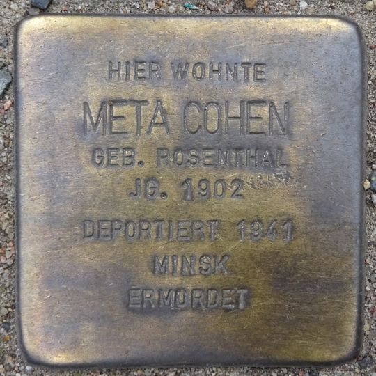 Stolperstein à la mémoire de Meta Cohen