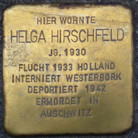 Stolperstein dedicated to Helga Hirschfeld