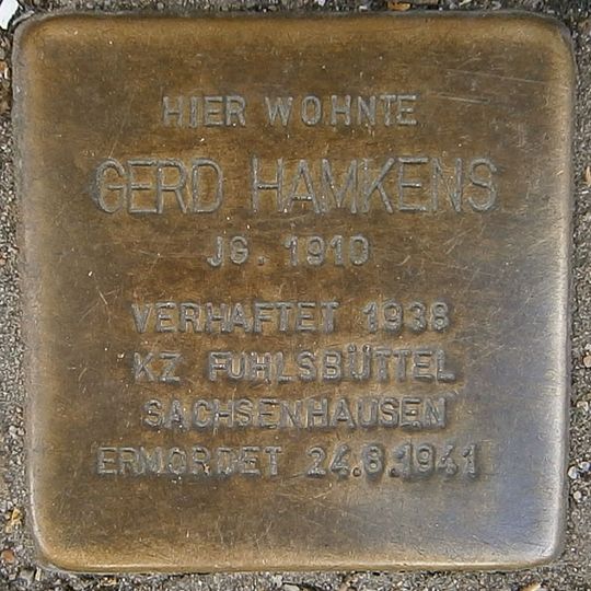 Stolperstein dedicated to Gerd Hamkens