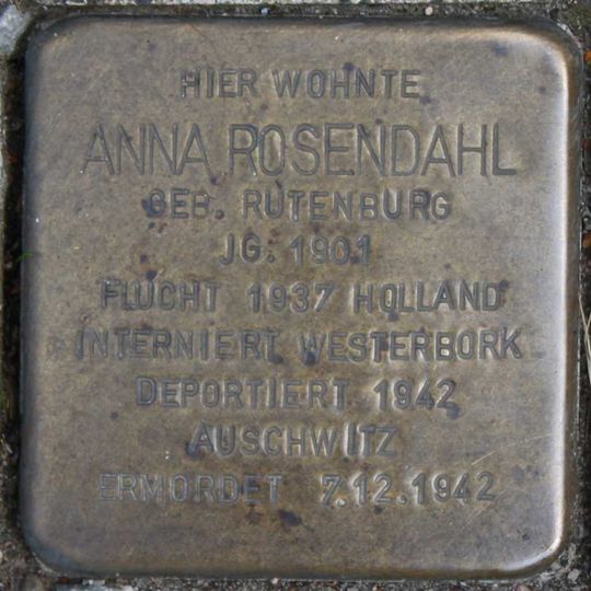 Stolperstein en memoria de Anna Rosendahl