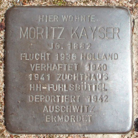 Stolperstein dedicated to Moritz Kayser