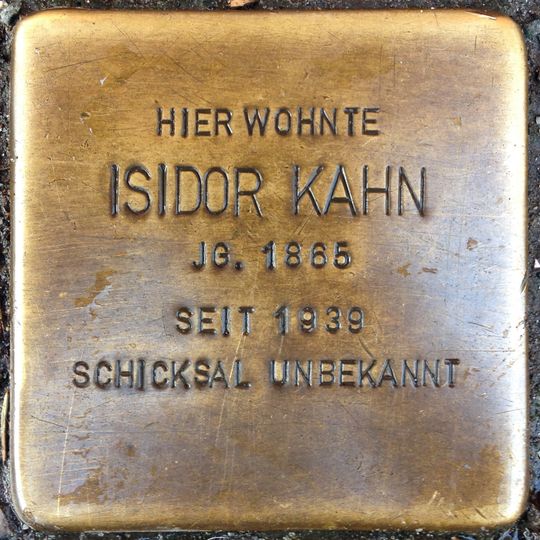 Stolperstein dedicated to Isidor Kahn