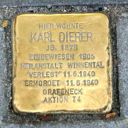 Stolperstein dedicated to Karl Dierer