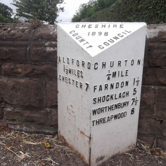 Milepost, N of Churton, opp. Walnut Cottage