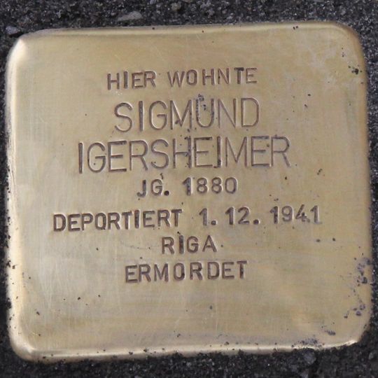 Stolperstein dedicated to Sigmund Igersheimer