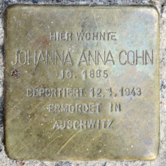 Stolperstein à la mémoire de Johanna Anna Cohn