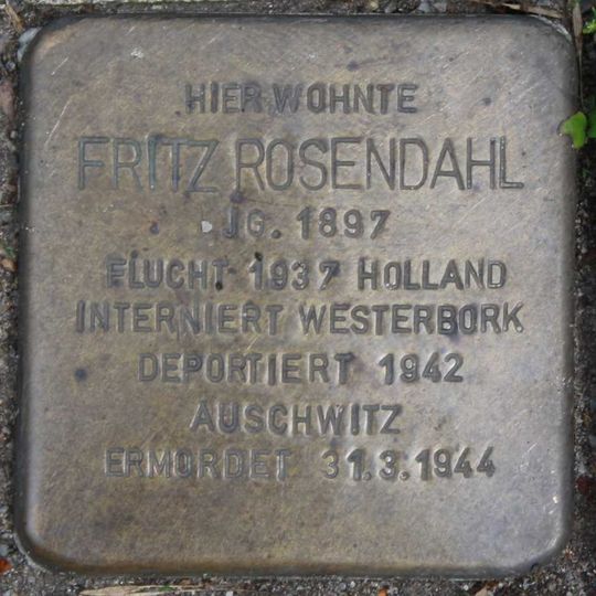 Stolperstein en memoria de Fritz Rosendahl