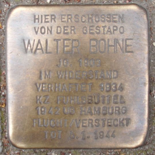 Stolperstein dedicated to Walter Bohne