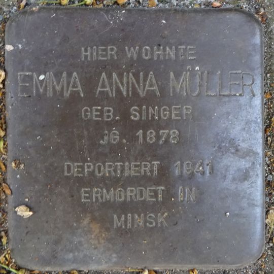 Stolperstein dedicated to Emma Anna Müller