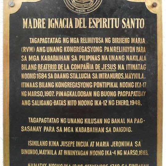 Madre Ignacia del Espiritu Santo historical marker